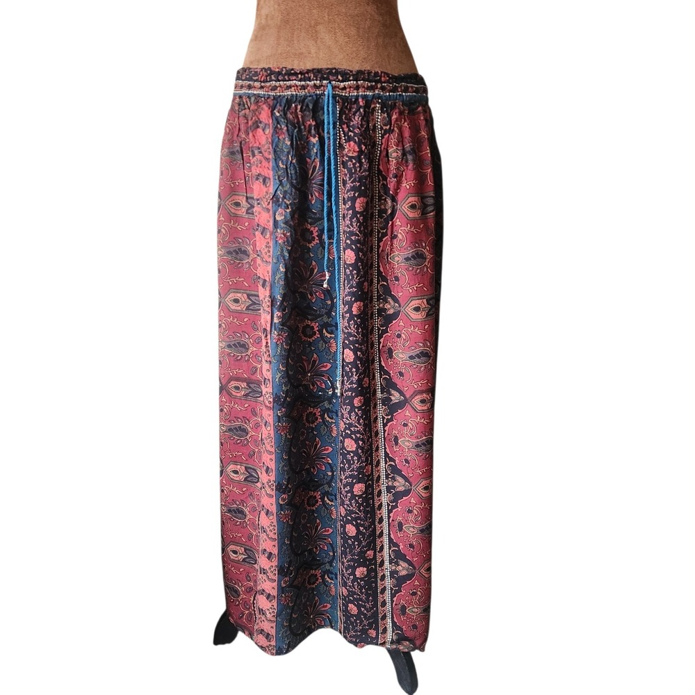 Skirt Boho‎ Maxi Plus Size One Size Colorful Vintage Adjustable Waist Tassels